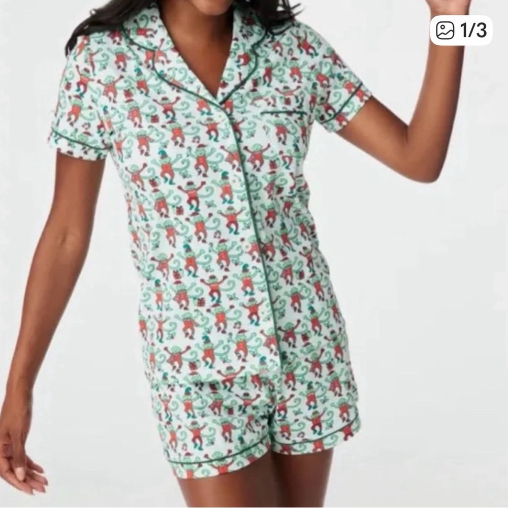 Roller Rabbit Monkey Mas short Pajama Set Small